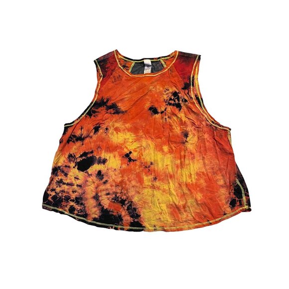 Lululemon Tie-Dyed Cropped Sculpt Tank Black Orange Size 10 Lightweight - Picture 1 of 3